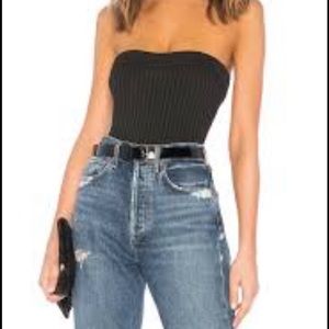 NBD Ribbed Strapless Bodysuit Black Size XS subtle Sweatheart Neckline